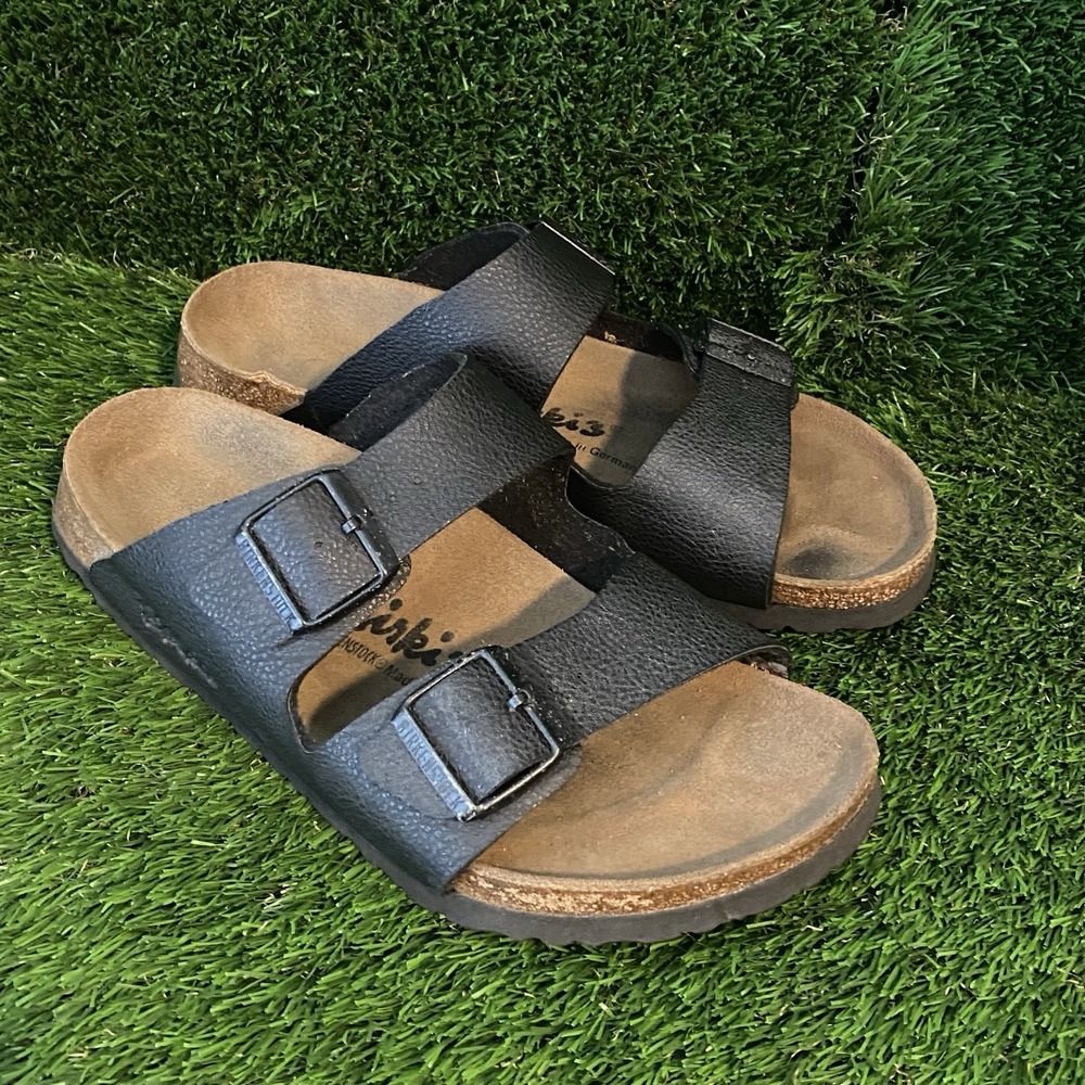 Birki's by birkenstock Arizona Black Sandals W11/M9 Cork Sole Slip On Boho - Picture 5 of 11